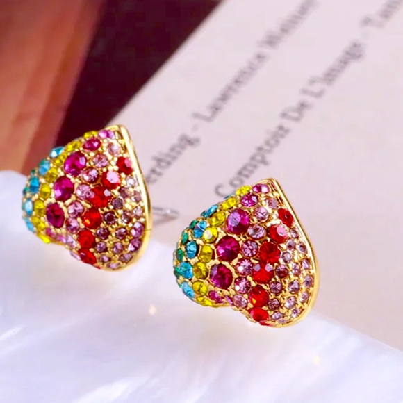 New Kate Spade On The Dot Rainbow Collection Heart Studs - Picture 4 of 9